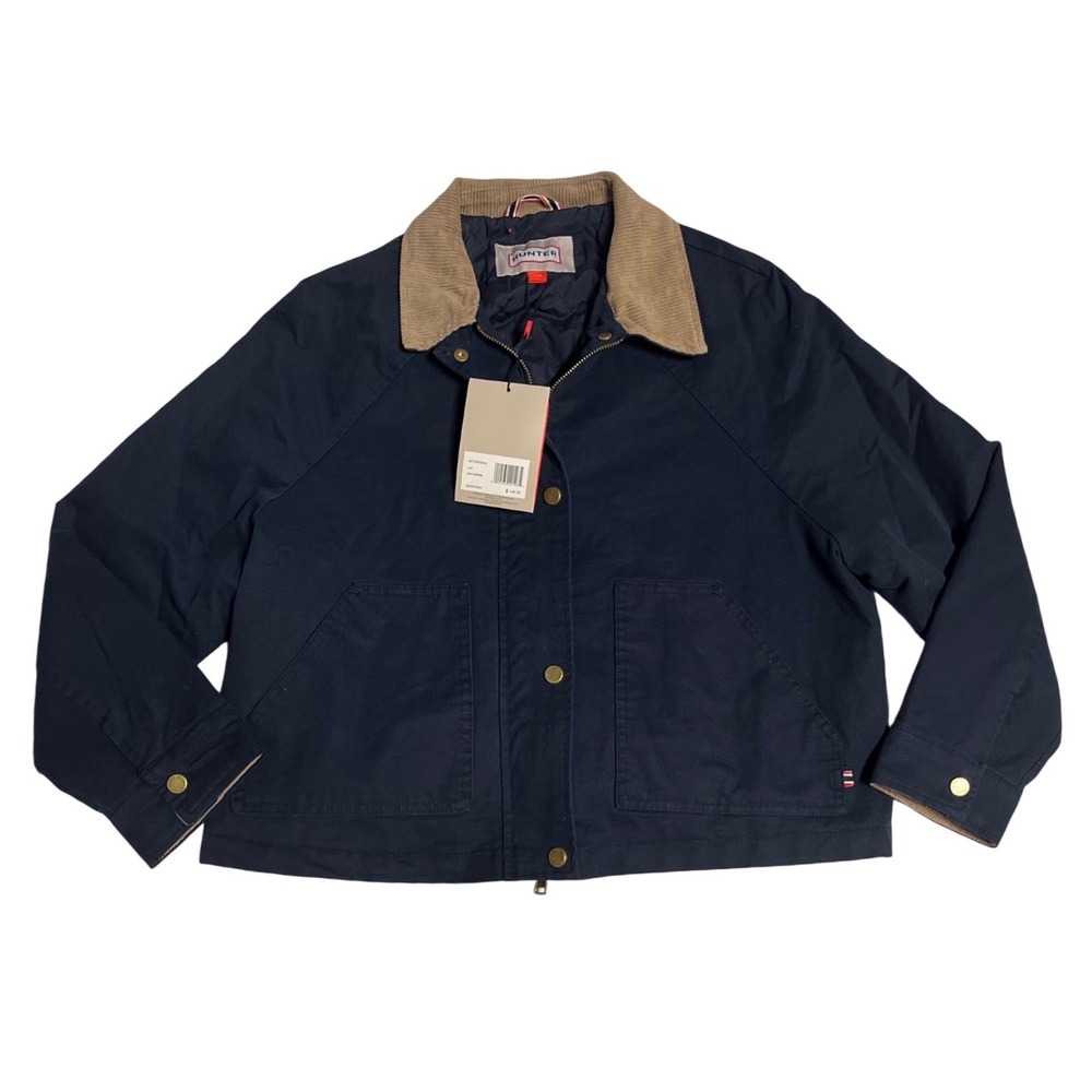 Hunter Hunting Jacket Womens Large Navy NWT Corduroy Collar Quilted BOTW832HUL